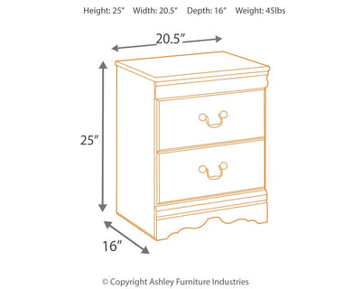 Huey - Black - Two Drawer Night Stand.