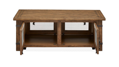 Chesterfield - Top Storage Cocktail Table With Casters - Farmhouse Timber.