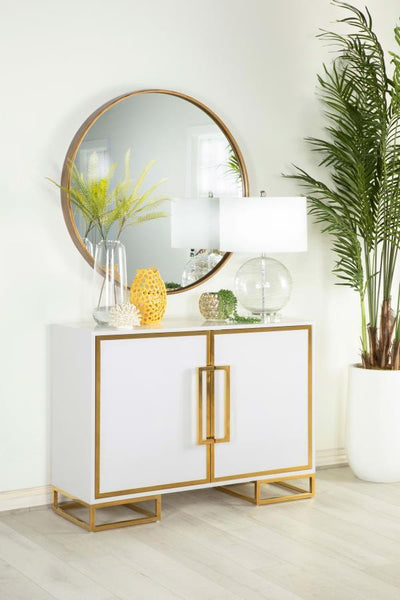 Elsa - 2-Door Accent Cabinet With Adjustable Shelves - White and Gold.