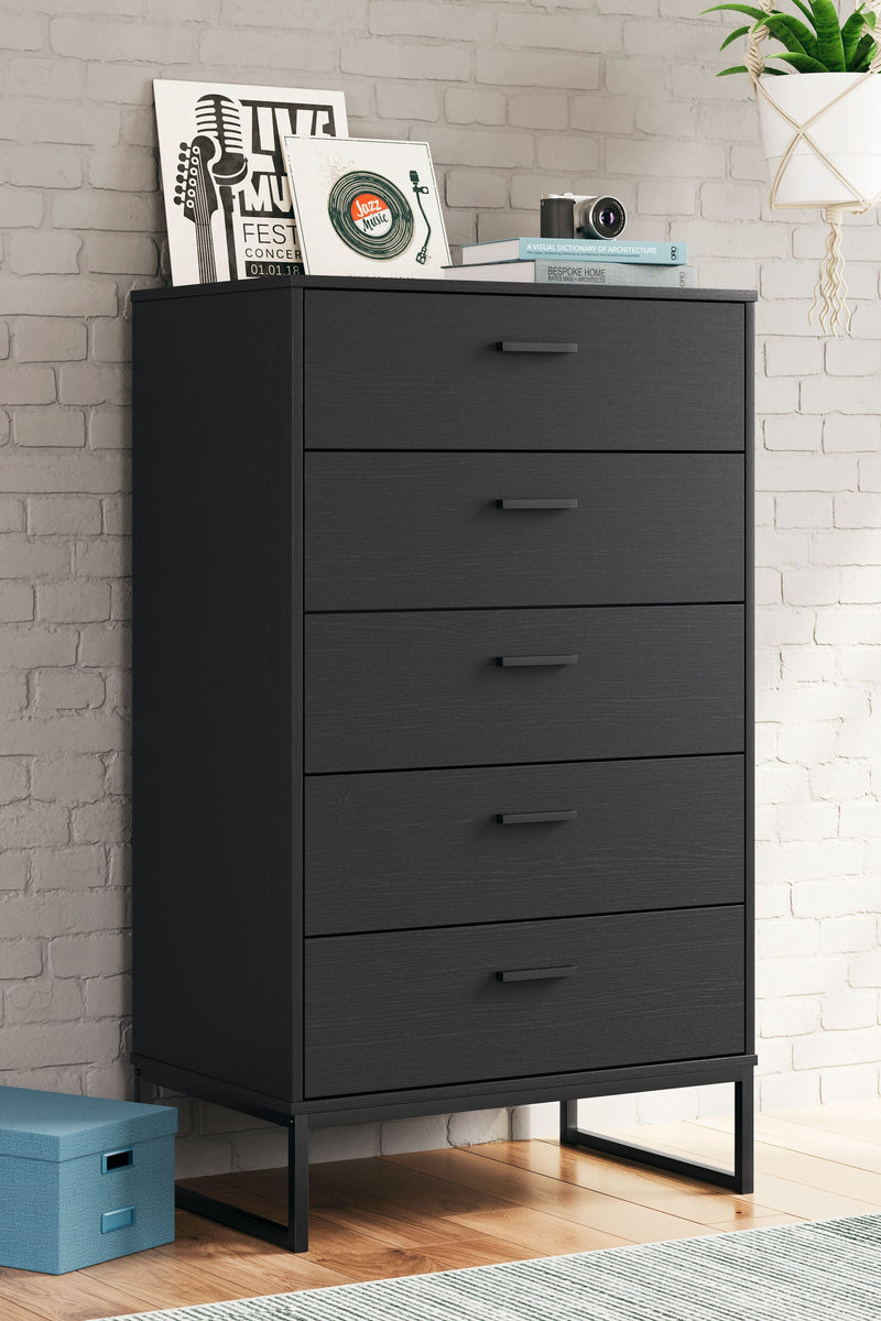 Socalle - Black - Five Drawer Chest