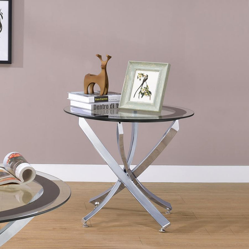 Brooke - Glass Top End Table - Chrome and Black.