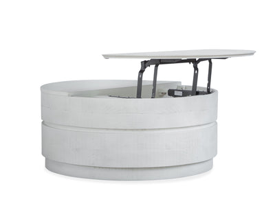 Claudette - Round Lift Top Cocktail Table With Casters - Alabaster.