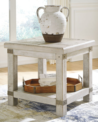 Carynhurst - White Wash Gray - Rectangular End Table.