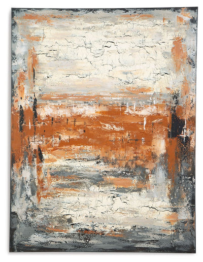 Carmely - Gray / White/orange - Wall Art.