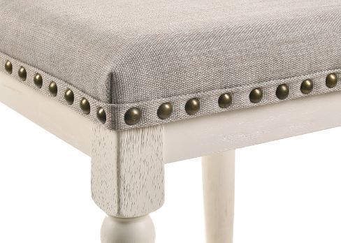 Tasnim - Stool (Set of 2) - Tan Fabric & Antique White Finish - Grand Furniture GA