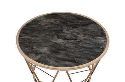 Cicatrix - Coffee Table - Faux Black Marble Glass & Champagne Finish - Grand Furniture GA