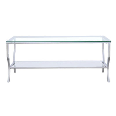 Saide - Rectangular Coffee Table With Mirrored Shelf - Chrome.