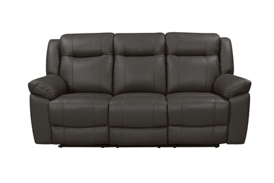 Taggart - Leather Sofa With Dual Recliner - Gray