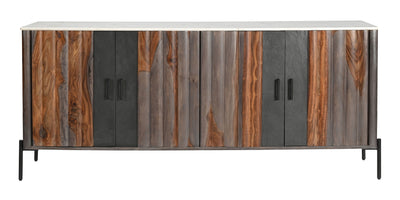 Halifax - Four Door Credenza - Greystone And Black Powdercoat