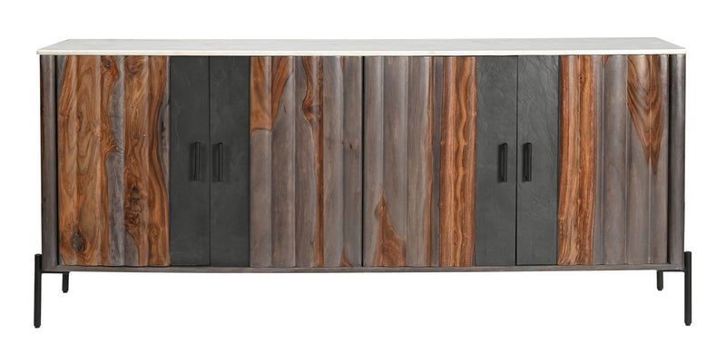 Halifax - Four Door Credenza - Greystone And Black Powdercoat