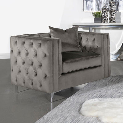 Phoebe - Tufted Tuxedo Arms Chair - Urban Bronze