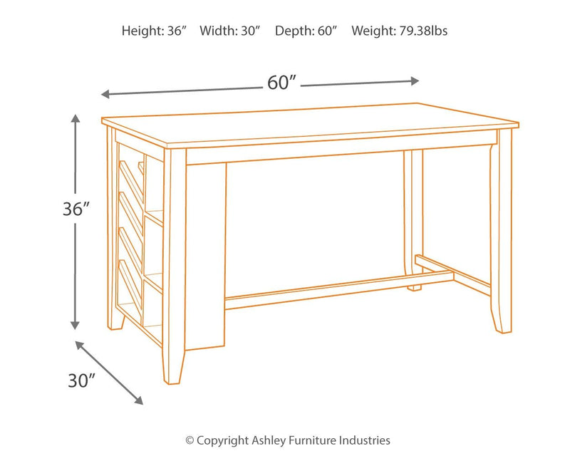 Rokane - Brown - Rect Counter Table W/Storage.