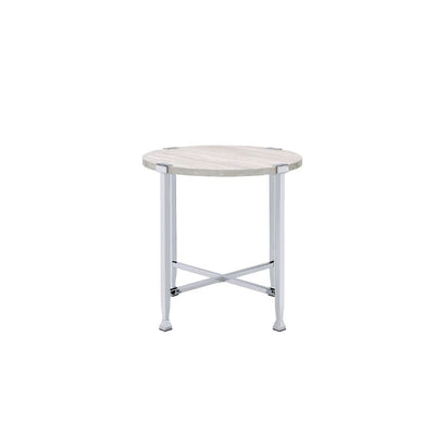 Brecon - End Table - White Oak & Chrome - Grand Furniture GA