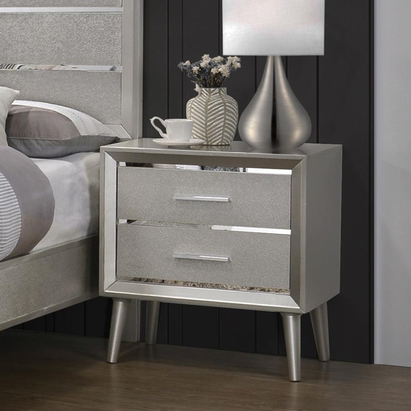 Ramon - 2-Drawer Nightstand - Metallic Sterling - Grand Furniture GA