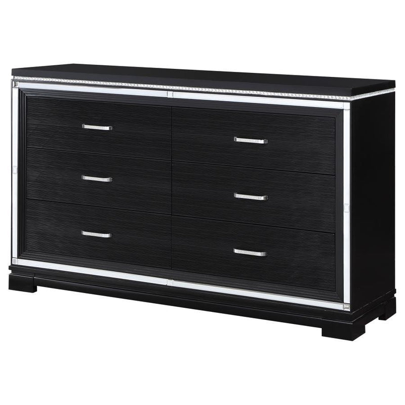 Cappola - Rectangular 6-Drawer Dresser - Silver and Black.