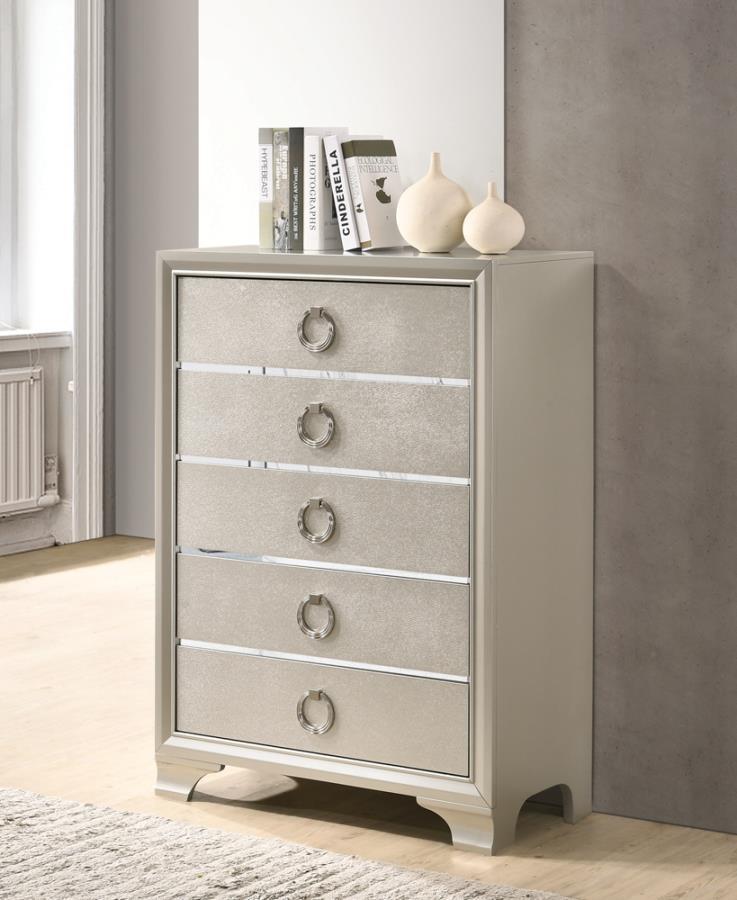 Salford - 5-Drawer Chest - Metallic Sterling.