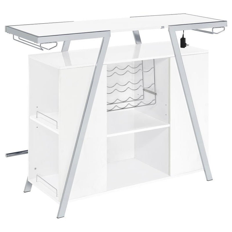 Araceli - Home Bar - White And Chrome