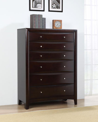 Phoenix - 6-Drawer Chest - Deep Cappuccino