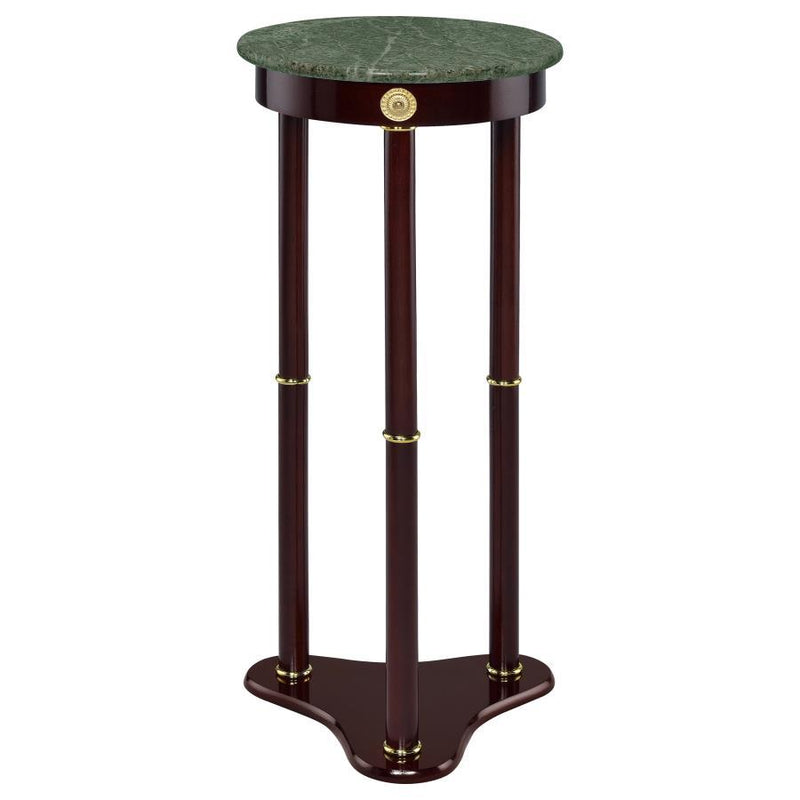 Edie - Round Marble Top Accent Table - Merlot.