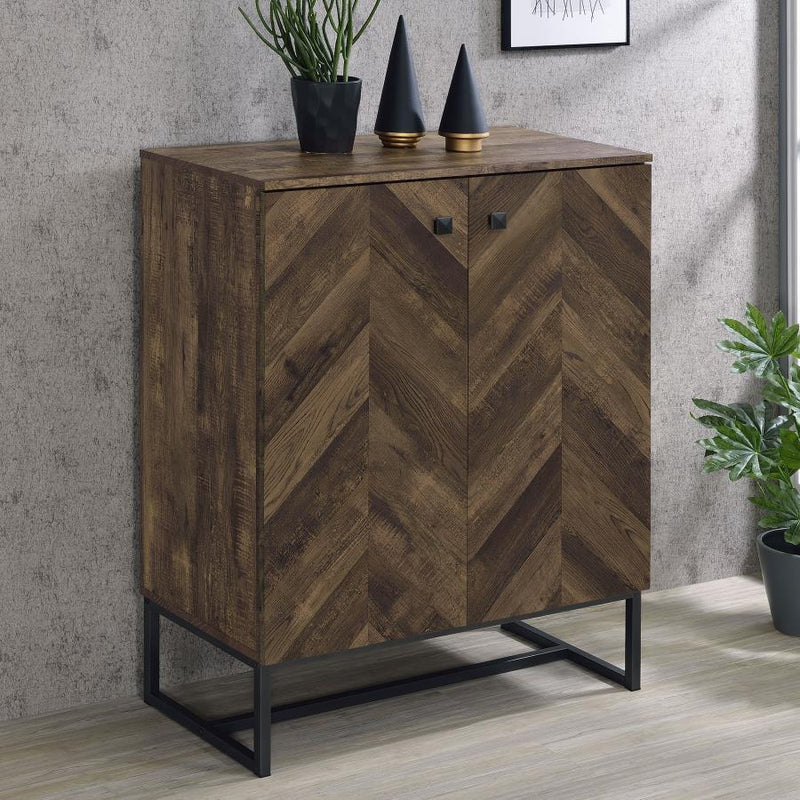 Carolyn - 2-Door Accent Cabinet - Rustic Oak and Gunmetal.