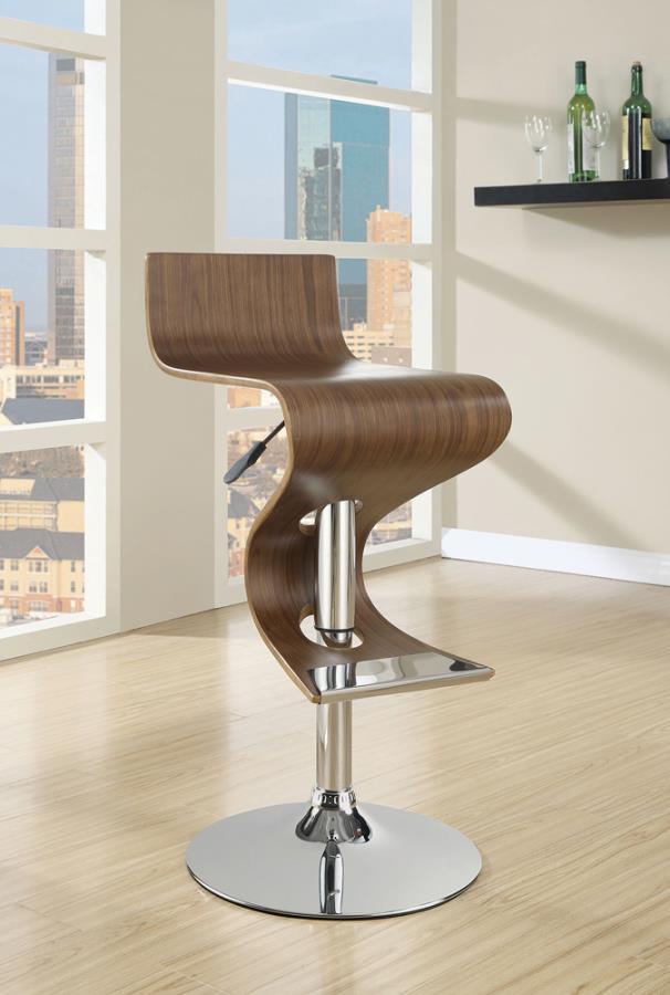 Covina - Adjustable Bar Stool - Walnut And Chrome - Adjustable Height - Grand Furniture GA