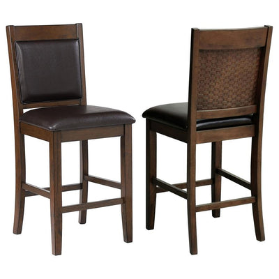 Dewey - Upholstered Counter Height Chairs With Footrest (Set of 2) - Brown and Walnut.