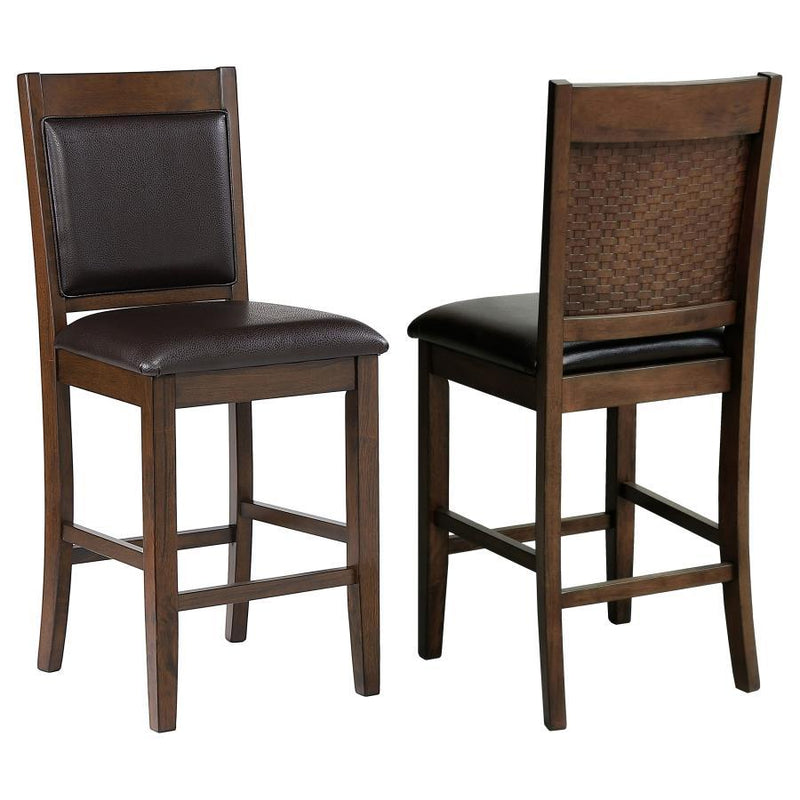 Dewey - Upholstered Counter Height Chairs With Footrest (Set of 2) - Brown and Walnut.