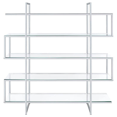 Elmer - 5-Shelf Bookcase - Chrome and Clear.