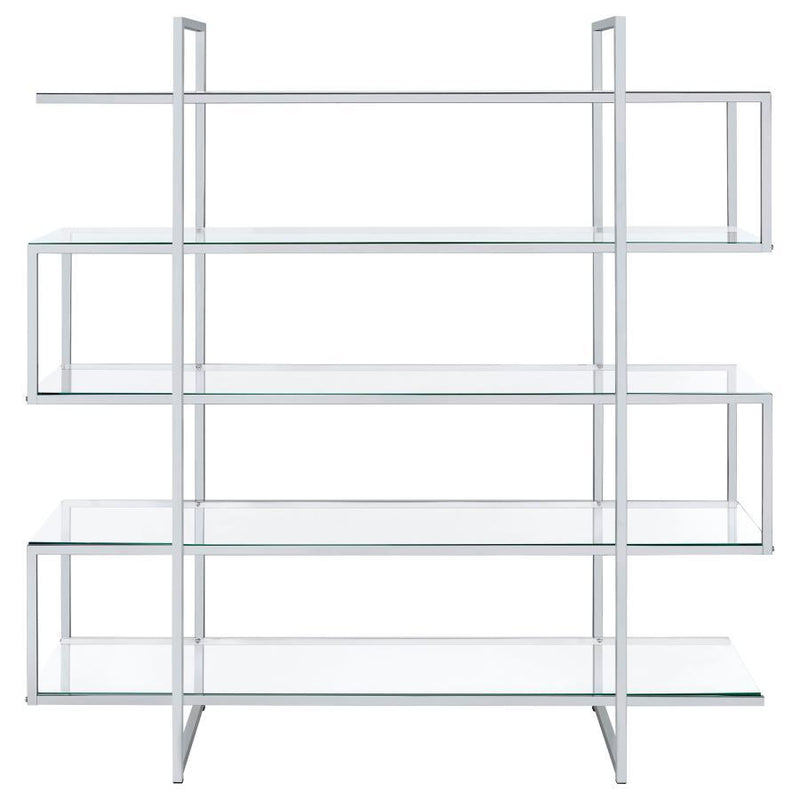 Elmer - 5-Shelf Bookcase - Chrome and Clear.