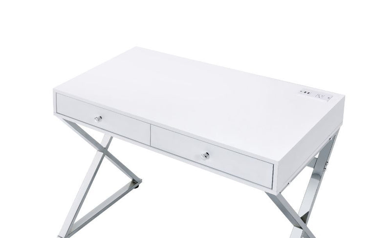 Coleen - Desk - White & Chrome Finish - Grand Furniture GA