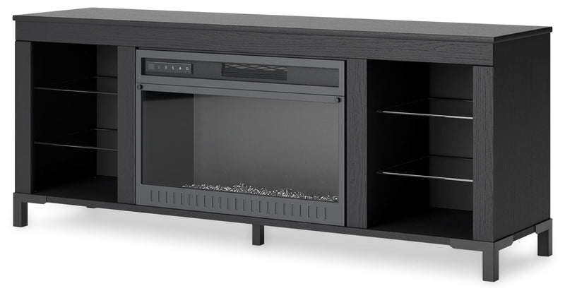 Cayberry - Black - TV Stand With Fireplace.