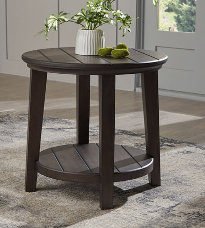 Celamar - Dark Brown - Round End Table.