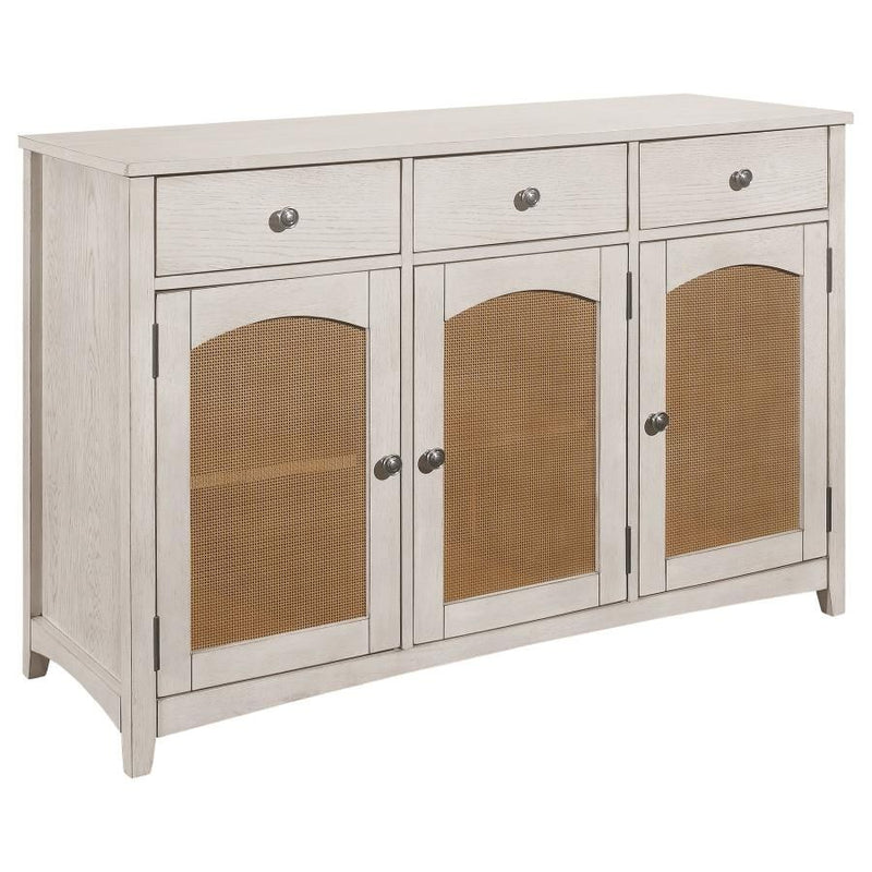 Kirby - 3-Drawer Rectangular Server With Adjustable Shelves - Natural And Rustic Off White