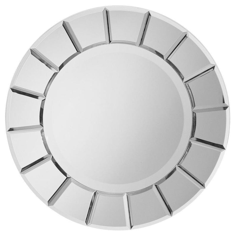 Fez - Round Sun-Shaped Mirror - Silver - Wall Mirrors - Grand Furniture GA