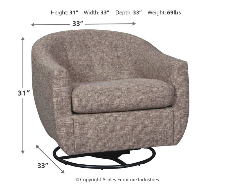 Upshur - Taupe - Swivel Glider Accent Chair.