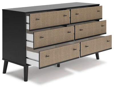 Charlang - Black / Gray - Six Drawer Dresser.