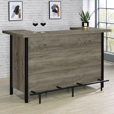 Bellemore - Bar Unit With Footrest - Grey Driftwood and Black.