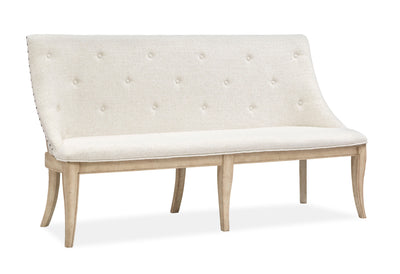 Harlow - Dining Bench With Upholstered Seat & Back - Weathered Bisque.