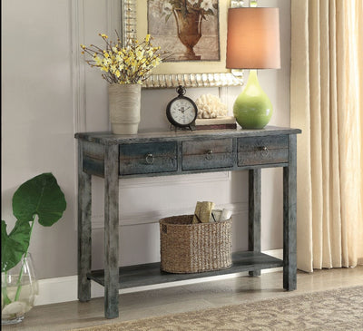 Glancio - Accent Table - Antique White & Teal - Grand Furniture GA