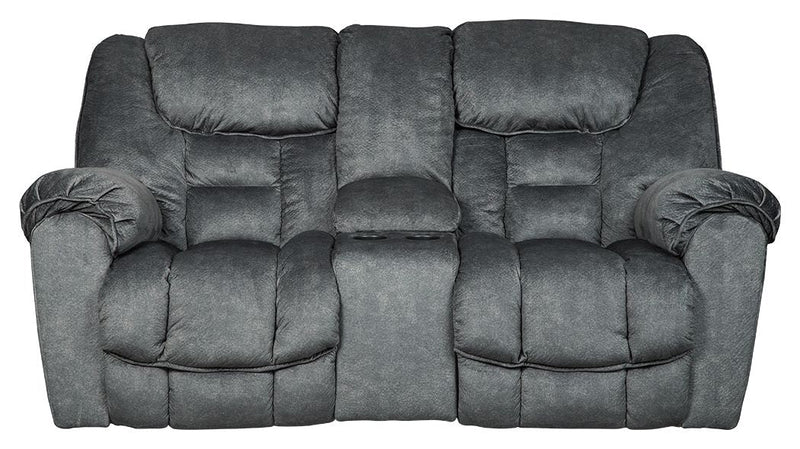 Capehorn - Granite - Dbl Rec Loveseat W/Console.