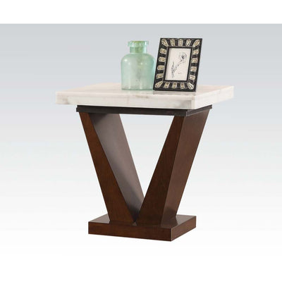 Forbes - End Table - White Marble & Walnut - Grand Furniture GA