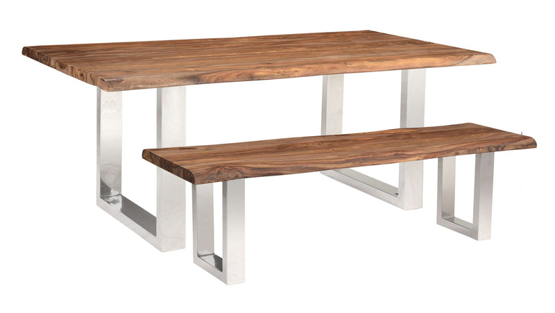 Brownstone 2.0 - Solid Wood Live Edge Topped Table With Chrome Legs.