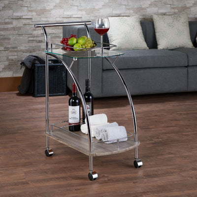 Badin - Serving Cart - Chrome & Clear Glass - Grand Furniture GA