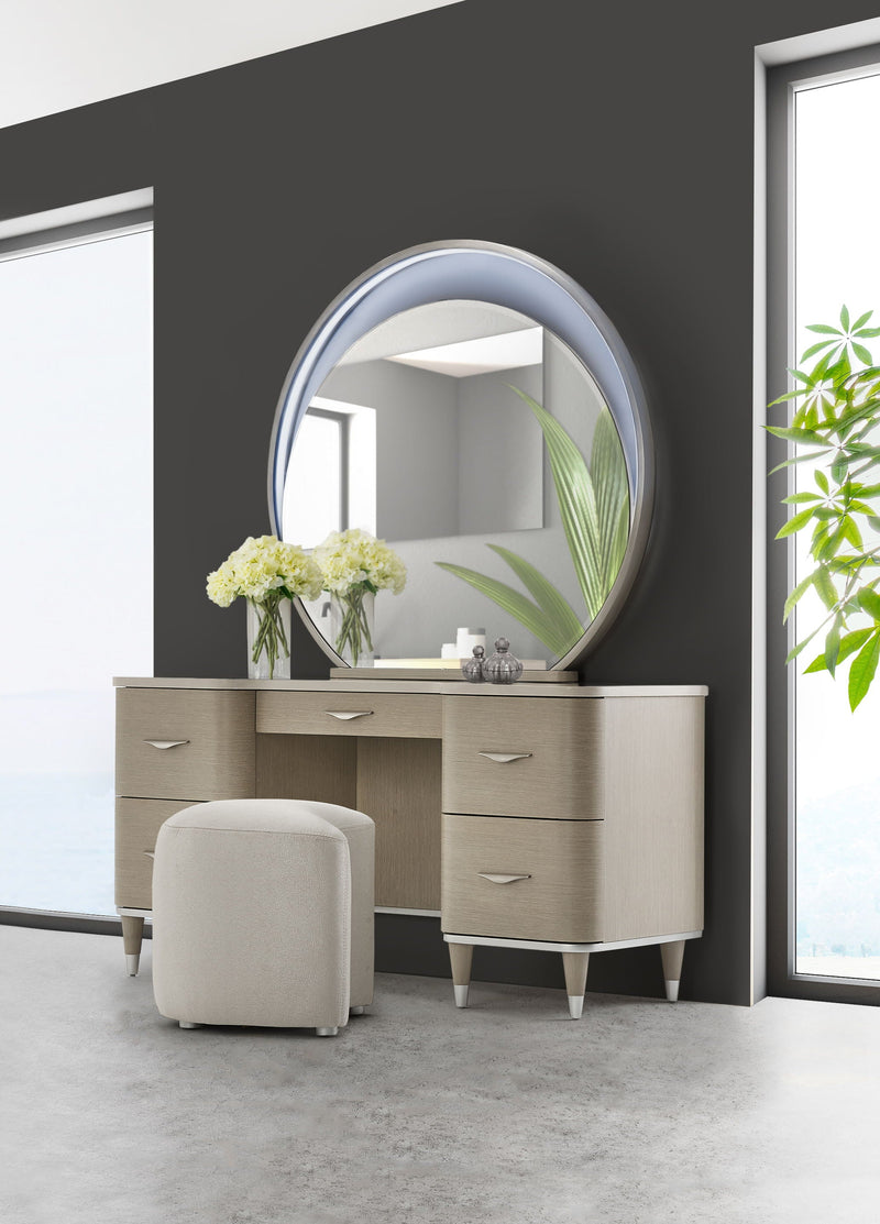 Eclipse - Vanity Set with Mirror & Stool - Moonlight.