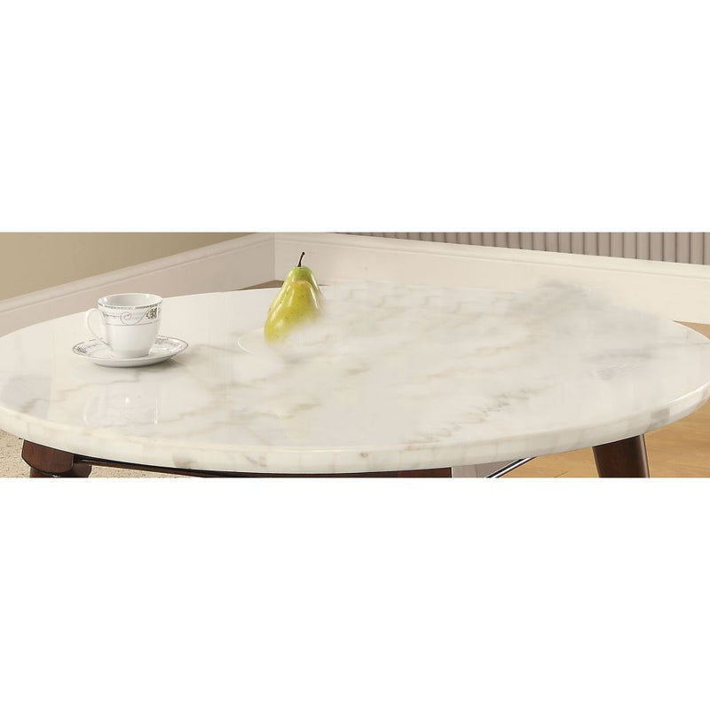 Gasha - Coffee Table - White Marble & Walnut - Grand Furniture GA