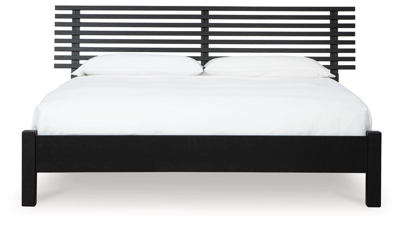 Danziar - Black - King Slat Panel Bed With Low Footboard