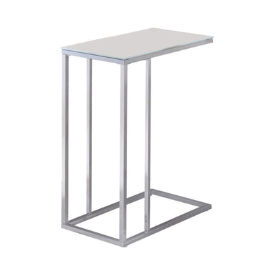 Stella - Glass Top Accent Table - Chrome and White.