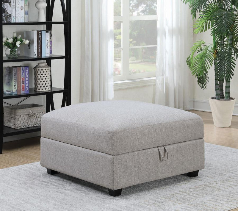 Cambria - Upholstered Square Storage Ottoman - Grey.