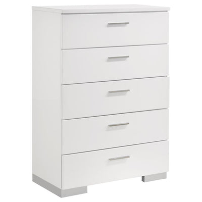 Felicity - 5-Drawer Chest - Glossy White.