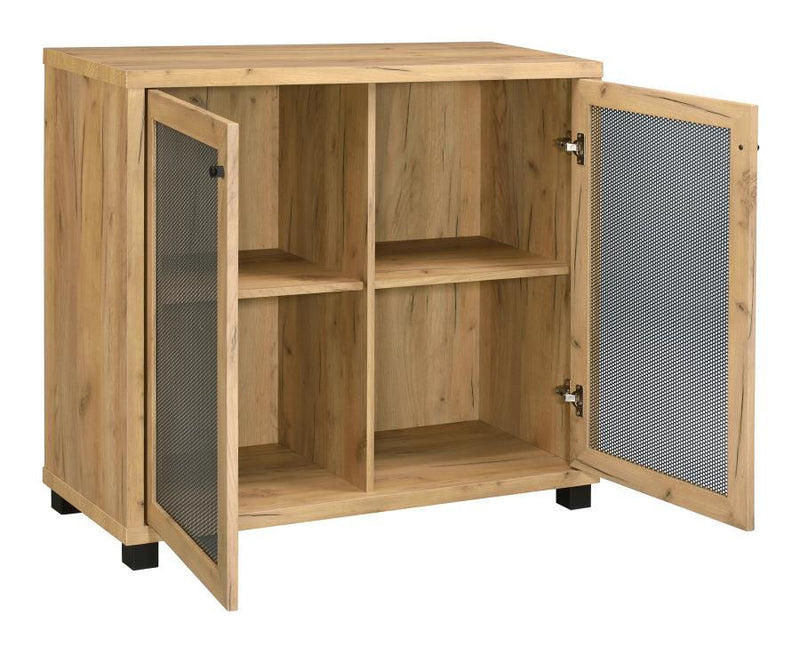 Mchale - Accent Cabinet With Two Mesh Doors - Golden Oak